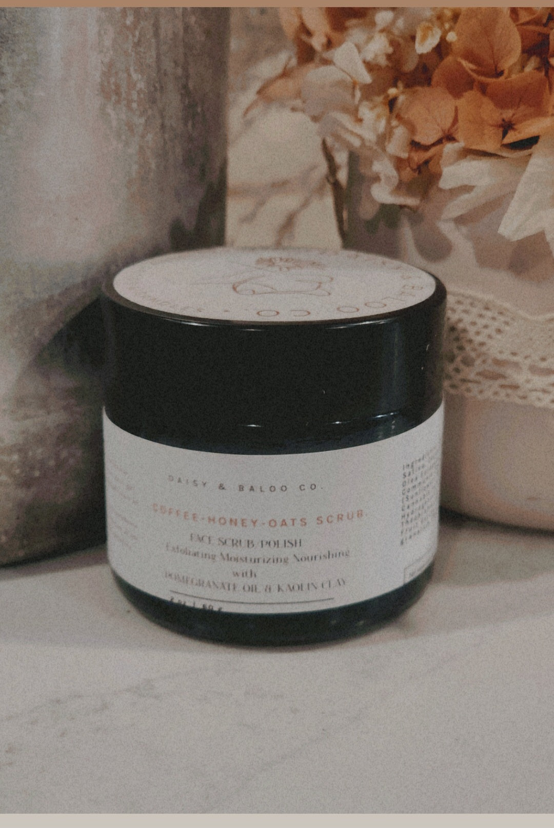 Coffee-Honey-Oats Face Scrub/Polish - with pomegranate oil & Kaolin clay